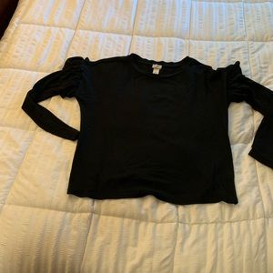 Long sleeve black top with ruffle detail